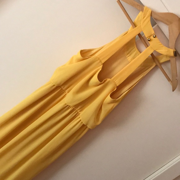 Thalia Sodi Yellow Chiffon High-Low Dress, Small - Picture 6 of 7